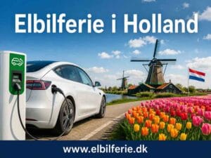 Elbilferie i Holland med flot landskab, Møller og ladestander