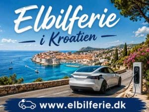 Elbil ferie i Kroatien – opladning ved ladestander med udsigt til den kroatiske kyst og Adriaterhavet.