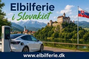 Elbil på ferie i Slovakiet med bjerglandskab med udsigt over slovakisk natur.